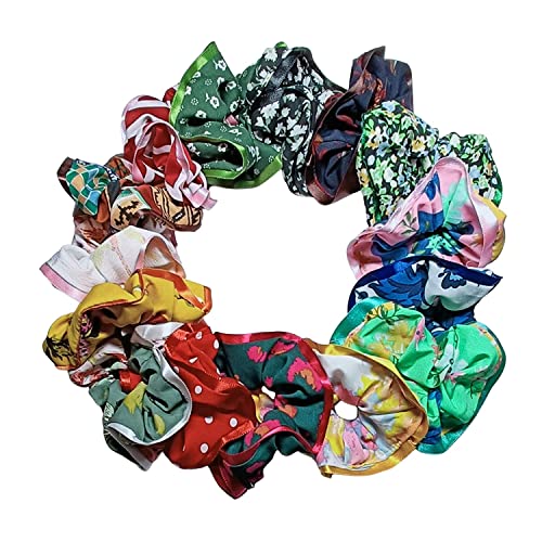 Drishti® georgette Scrunchies with Ribbon cornder Style for Girl & Woman Set of- 6 (Multicolor) - Image 1