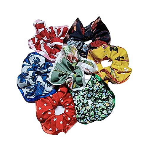 Drishti® georgette Scrunchies with Ribbon cornder Style for Girl & Woman Set of- 6 (Multicolor) - Image 3
