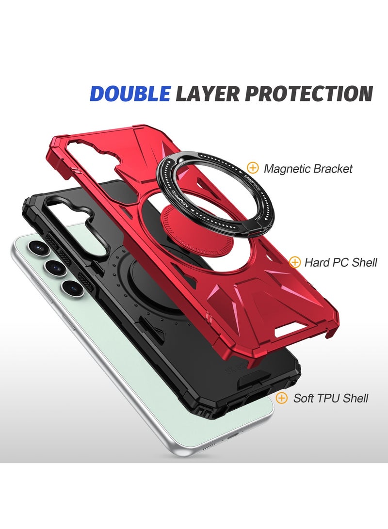GOLDEN MASK GOLDEN MASK For Samsung Galaxy A15 Case Mag-Safe Magnetic Shockproof Phone Case with Ring Holder (Red) - Image 3