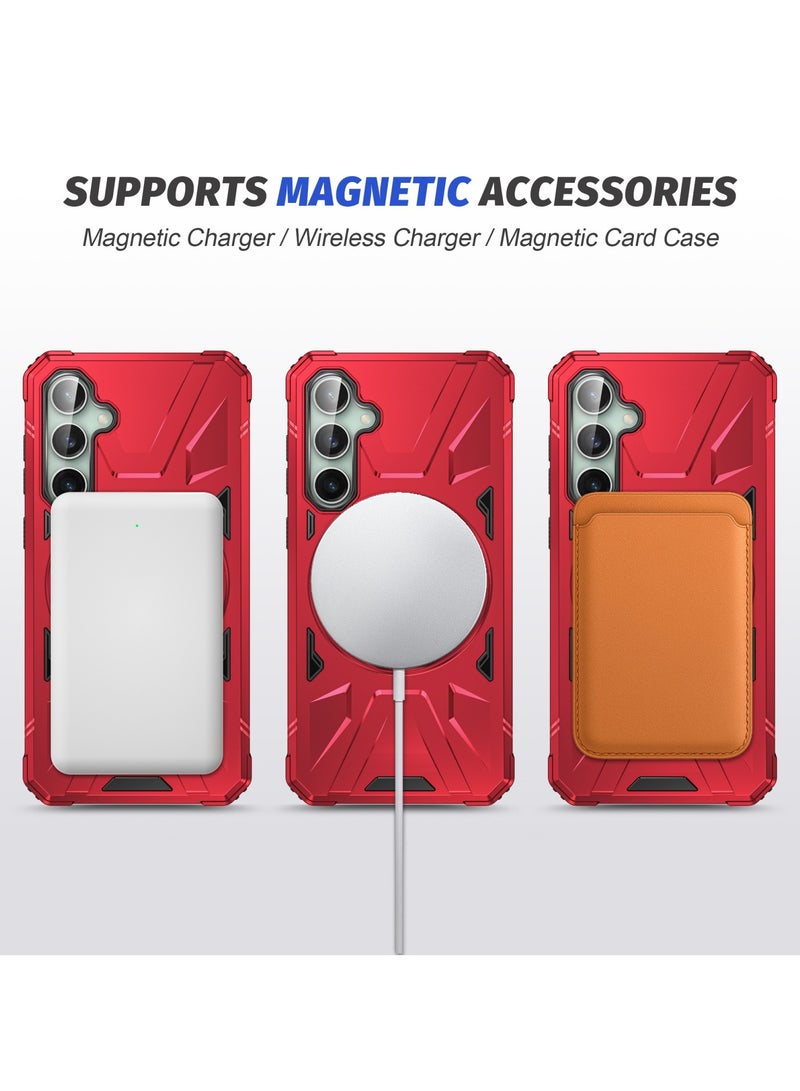 GOLDEN MASK GOLDEN MASK For Samsung Galaxy A15 Case Mag-Safe Magnetic Shockproof Phone Case with Ring Holder (Red) - Image 5