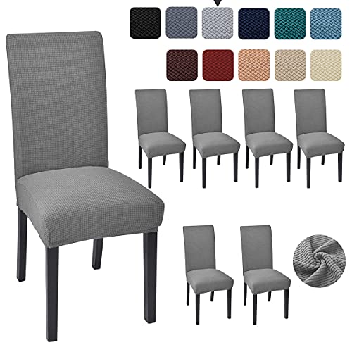 Aertiavty Chair Covers for Dining Room 6 Pack Chair Seat Cover for Dining Room Kitchen, Parsons Chair Covers Dining Chair Slipcover, Light Grey - Image 1