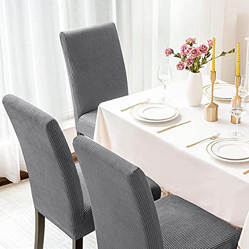 Aertiavty Chair Covers for Dining Room 6 Pack Chair Seat Cover for Dining Room Kitchen, Parsons Chair Covers Dining Chair Slipcover, Light Grey - Image 4