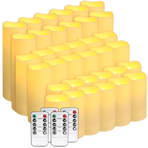 ECLHTLNY 36Pack Flameless LED Candles, Waterproof for Indoor & Outdoor Use, Equipped with 10-Key Remotes & Timer, Ideal for Weddings, Table Decor, Festivals & Home Accents… - Image 1