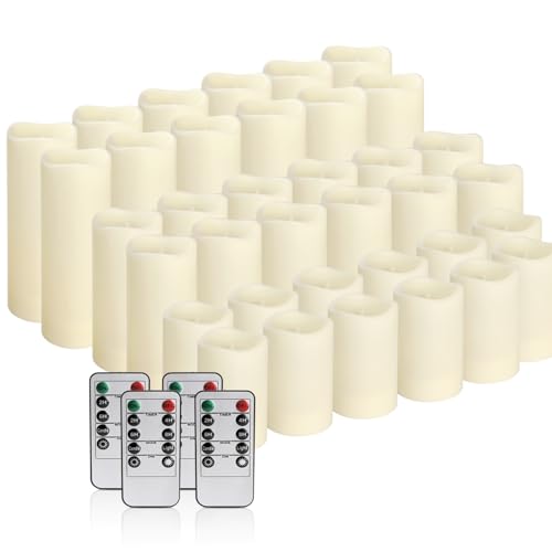 ECLHTLNY 36Pack Flameless LED Candles, Waterproof for Indoor & Outdoor Use, Equipped with 10-Key Remotes & Timer, Ideal for Weddings, Table Decor, Festivals & Home Accents… - Image 3