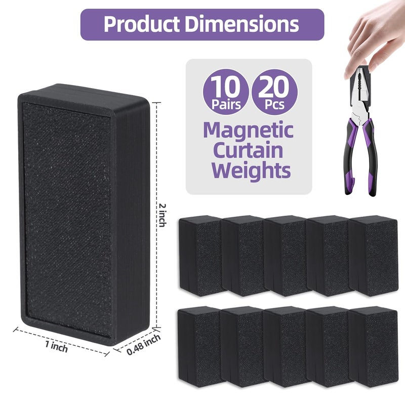 Ddeetodu 20 Pcs Outdoor Curtain Weights, Gazebo Curtain Weights for Wind, Weights for Outdoor Curtains, Waterproof Heavy Duty Curtain Magnets, Magnetic Drapery Weights for Curtain,Flags,Tablecloth (Black) - Image 2