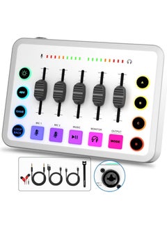 شو وو خلاط صوت للألعاب، بطاقة صوت للبث المباشر RGB PC DJ مع تحكم فردي، طاقة فانتوم 48 فولت، واجهة صوت لوحة الصوت لهاتف الكمبيوتر، حزمة معدات البودكاست لتسجيل يوتيوب  - Image 1