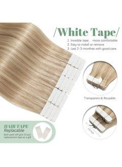 SEGO Ego Tape In Hair Extensions Human Hair 20Pcs 50G/Pack Tape In Remy Human Hair Extensions Hair Extensions Straight Seamless For Women 14/16/18/20/22 Inches  - Image 4