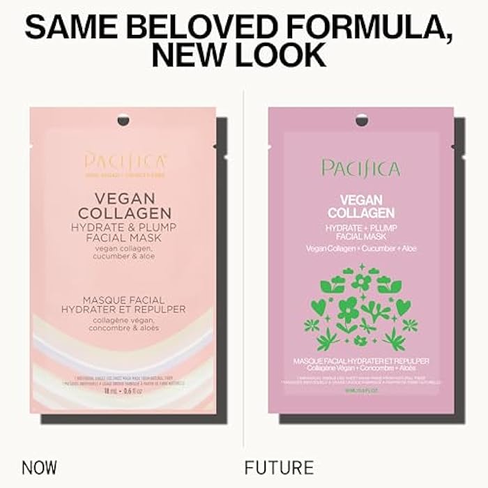 Pacifica Sheet Face Mask - Vegan Collagen Hydrate & Plump with Cucumber & Aloe – Moisturizing Mask for Dry & Aging Skin - Clean Beauty Vegan & Cruelty-Free Dermatologist Tested - Image 2