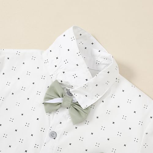 DISAUR Boys Dress Suit Boys Wedding Outfit White Dress Shirt with Bowtie/Suspender Pants for Birthday Party 7-8 Years - Image 2