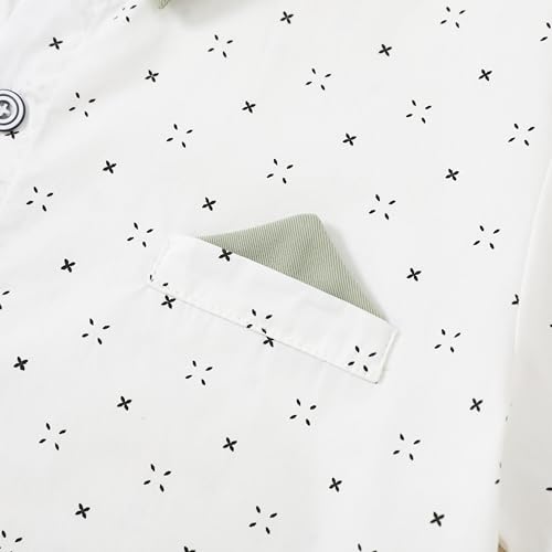 DISAUR Boys Dress Suit Boys Wedding Outfit White Dress Shirt with Bowtie/Suspender Pants for Birthday Party 7-8 Years - Image 3