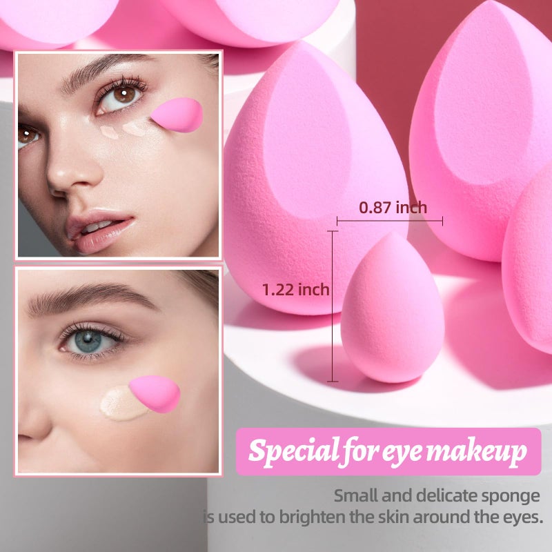 BS Mall Makeup Sponge Set BS-MALL Blender Sponges 7 Pcs for Liquid, Cream, and Powder, Multi-colored with 1 Mini Makeup Sponge Pink (A-HotPink) - Image 4