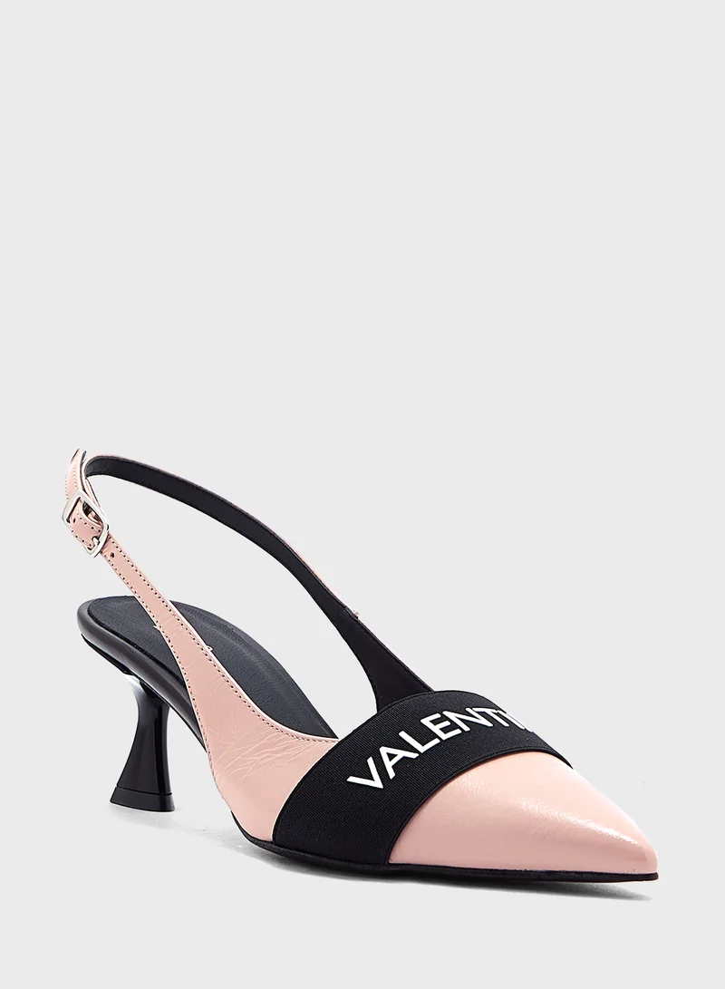 VALENTINO BY MARIO VALENTINO Close Toe Ankle Strap Mid Heel Sandals