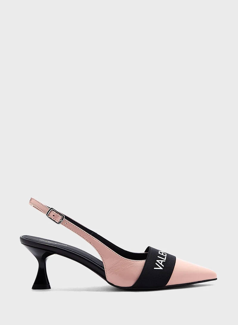 VALENTINO BY MARIO VALENTINO Close Toe Ankle Strap Mid Heel Sandals