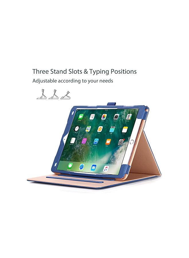 Procases Ipad Air (3Rd Gen) 10.5" Case 2019, Vintage Stand Folio Case Cover For Apple Ipad Air (3Rd Gen) 10.5" 2019 And Ipad Pro 10.5 2017, Multiple Viewing Angles, With Apple Pencil Holder - Navy Blue - Image 4