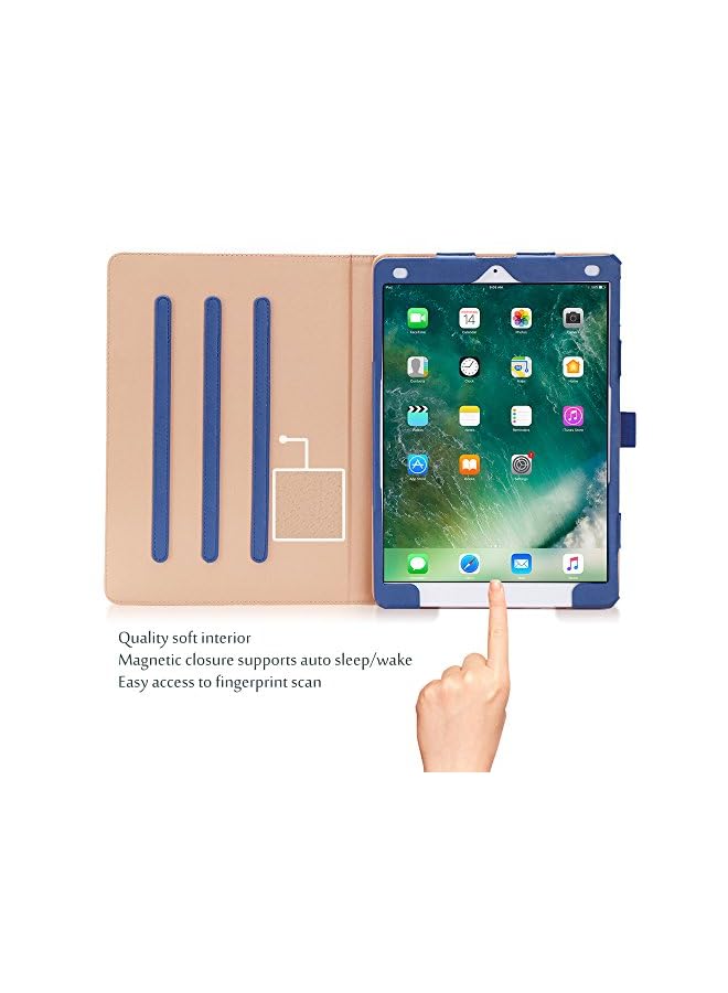 Procases Ipad Air (3Rd Gen) 10.5" Case 2019, Vintage Stand Folio Case Cover For Apple Ipad Air (3Rd Gen) 10.5" 2019 And Ipad Pro 10.5 2017, Multiple Viewing Angles, With Apple Pencil Holder - Navy Blue - Image 3