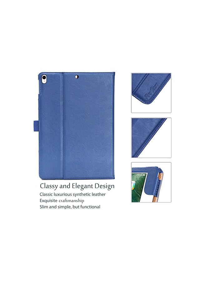 Procases Ipad Air (3Rd Gen) 10.5" Case 2019, Vintage Stand Folio Case Cover For Apple Ipad Air (3Rd Gen) 10.5" 2019 And Ipad Pro 10.5 2017, Multiple Viewing Angles, With Apple Pencil Holder - Navy Blue - Image 5