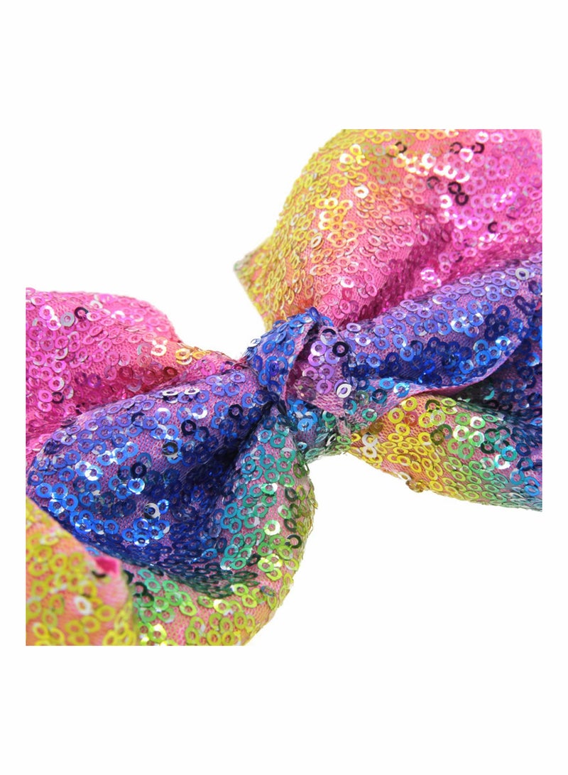Hair Bows for Girls 8 Inches Sequins Large Bows Alligator Hair Clip Hair Barrettes Accessories for Women Teens Girls Kids Rainbow - Image 2