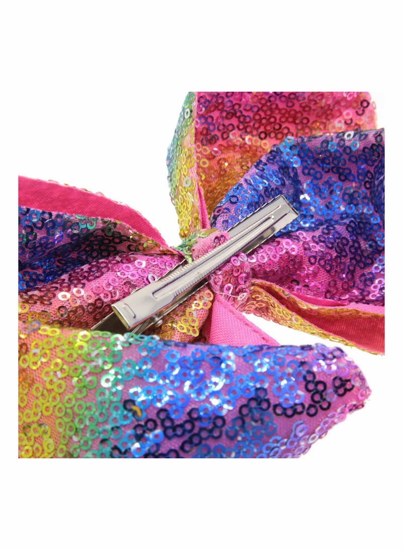 Hair Bows for Girls 8 Inches Sequins Large Bows Alligator Hair Clip Hair Barrettes Accessories for Women Teens Girls Kids Rainbow - Image 3
