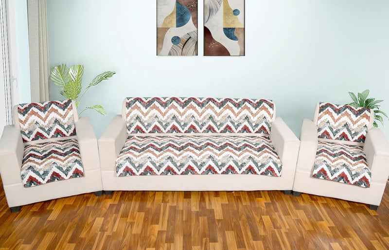 AMAZE ATTIRES Printed Sofa Seat Cover for 5 Seater with Heavy Antiskid Backing & Easily Machine Washable Sofa Seat Runner for Couch - (27 x 48 Inches - 2 Piece, 27 x 72 Inches - 2 Piece) Design 5 - Image 2
