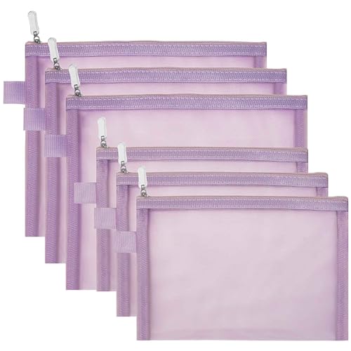 Topfinder Clear Cosmetic Bags Zip Makeup Mesh Bags Pencil Case Pouch Travel Toiletry Kit Set Storage Case 6A5A3 Light Purple - Image 1
