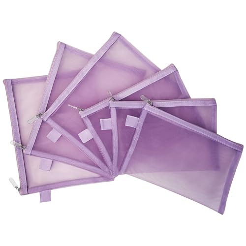 Topfinder Clear Cosmetic Bags Zip Makeup Mesh Bags Pencil Case Pouch Travel Toiletry Kit Set Storage Case 6A5A3 Light Purple - Image 3