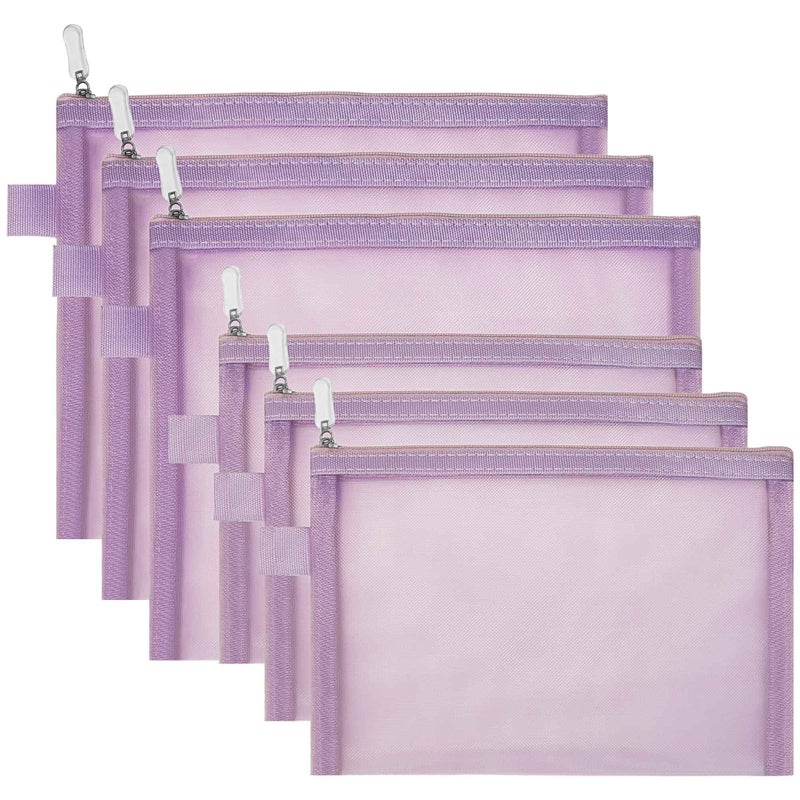 Topfinder Clear Cosmetic Bags Zip Makeup Mesh Bags Pencil Case Pouch Travel Toiletry Kit Set Storage Case 6A5A3 Light Purple - Image 2