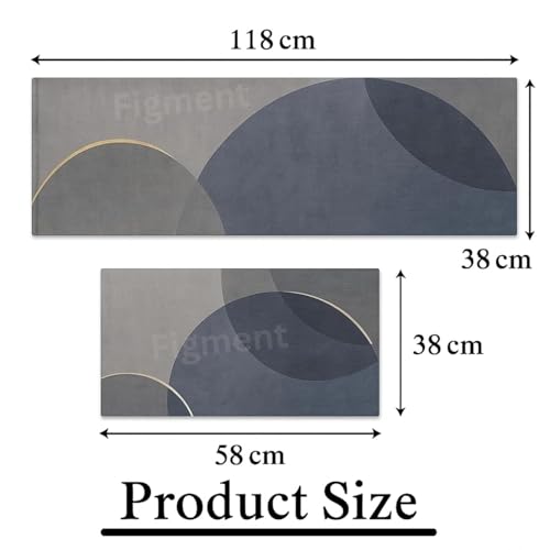 FIGMENT 2 Pcs Kitchen Mat for Floor, Non-Slip Cushioned Standing Mat, Waterproof & Easy to Clean, Comfort Floor Mat for Kitchen, Office & Home (118 * 38 cm, 58 * 38 cm) - Image 2