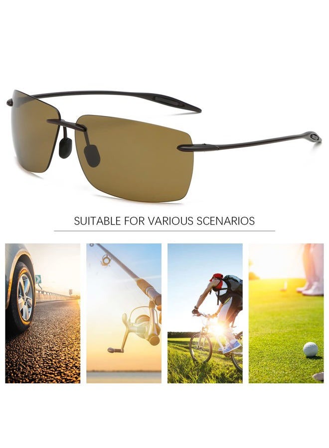 MIRYEA Polarized Sports Sunglasses for Men and Women Driving Cycling Running Fishing Golf 100% UV Protection Rimless Sun Glasses Fashion Unisex Shades Retro Eyeglasses Anti Glare Classic Mirror Lens Eyewear - Image 3