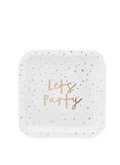 Hootyballoo Gold 'Lets Party' Paper Plates 9in 8/Pack 