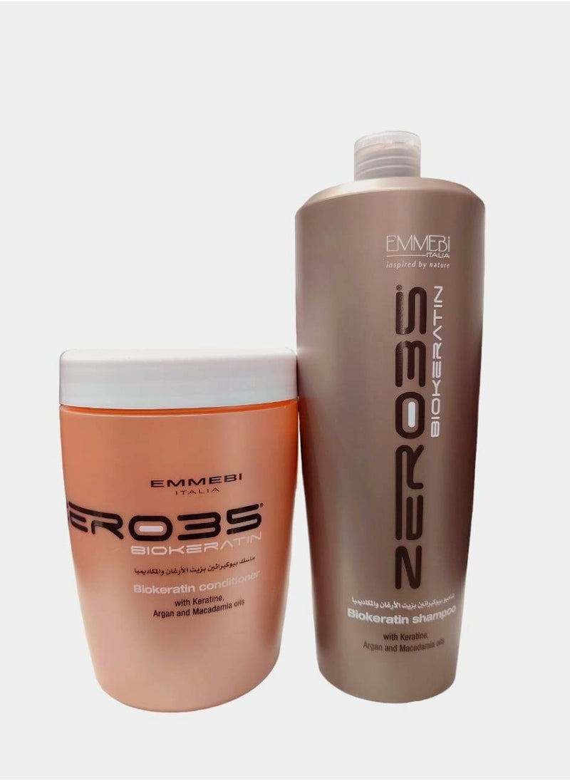 EMMEBI ITALIA Bio Keratin Shampoo 1000 ml And Bio Keratin Conditioner 1000 ml 