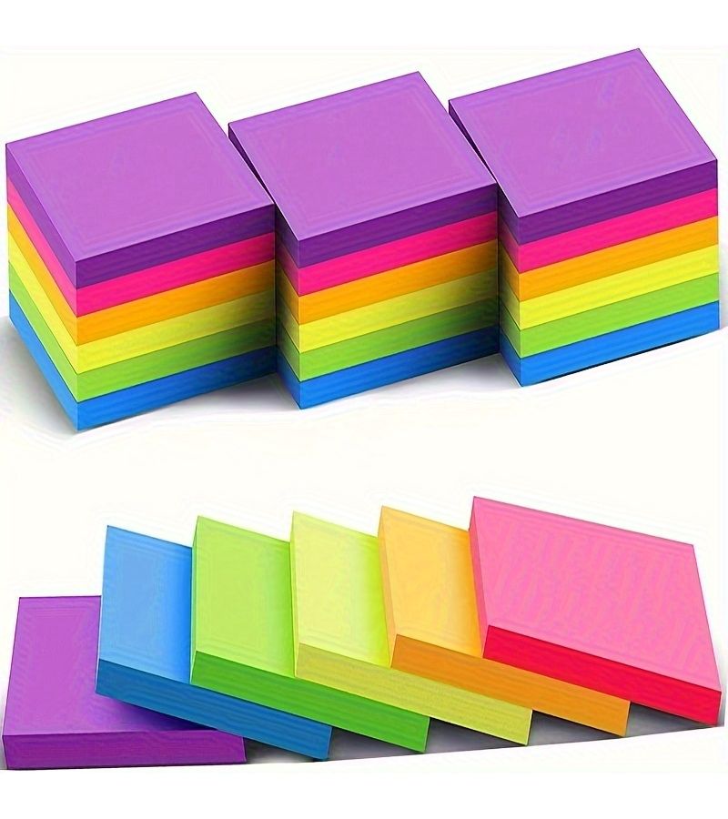 600 Pcs Vibrant Assorted Colors Sticky Notes Pad For Office School Note Taking And Reminders - Image 1