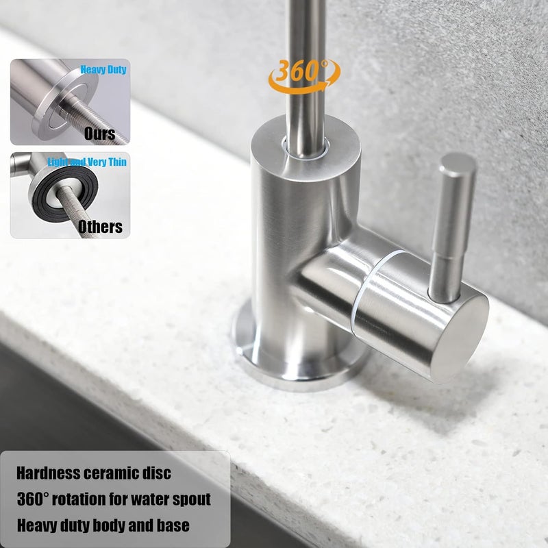 havin RO Water Filter Faucet,Drinking Water Faucet fits Most Water Filtration System, Kitchen Reverse Osmosis Faucet,Bar Sink Faucet,Filter Tap,Lead-Free Stainless Steel,Non-Air-Gap(Brushed Polished) - Image 5