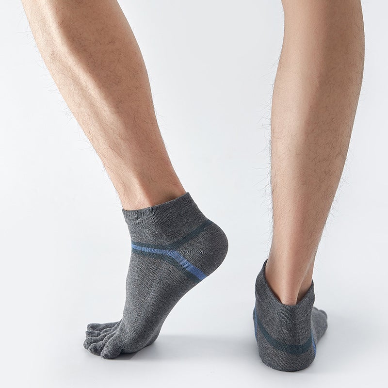 Mens Striped Five-Toe Socks Breathable Anti-Odor Dark gray  - Image 1