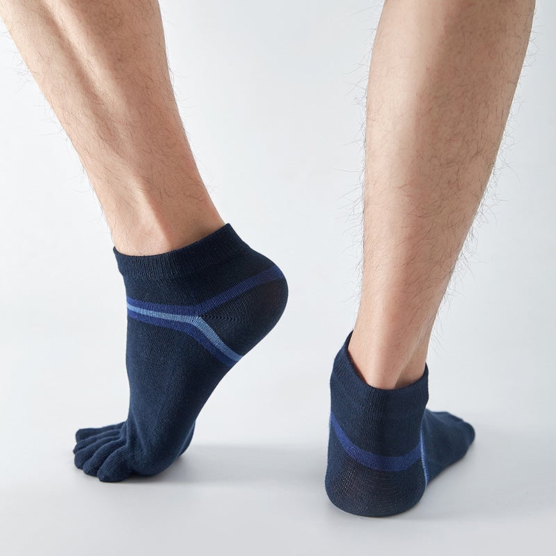 Mens Striped Five-Toe Socks Breathable Anti-Odor Dark gray  - Image 2