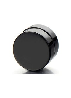 بلولانز 2pcs Magnetic Black Circle Stud Earrings for Men Women, Non-Piercing Clip On Cheater Fake Ear Gauges  - Image 4