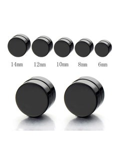 بلولانز 2pcs Magnetic Black Circle Stud Earrings for Men Women, Non-Piercing Clip On Cheater Fake Ear Gauges  - Image 1