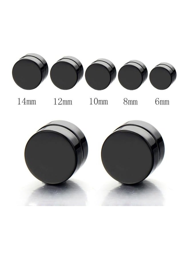 Bluelans 2pcs Magnetic Black Circle Stud Earrings for Men Women, Non-Piercing Clip On Cheater Fake Ear Gauges  - Image 1