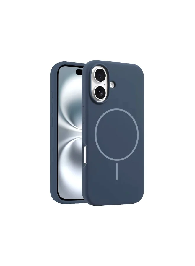 Mobcos Mobcos iPhone 17 Navy Blue Luxury Magnetic Compatible for iPhone Series – Shockproof, Slim Fit, Soft-Touch Protective Cover with Magnetic Wireless Charging Support