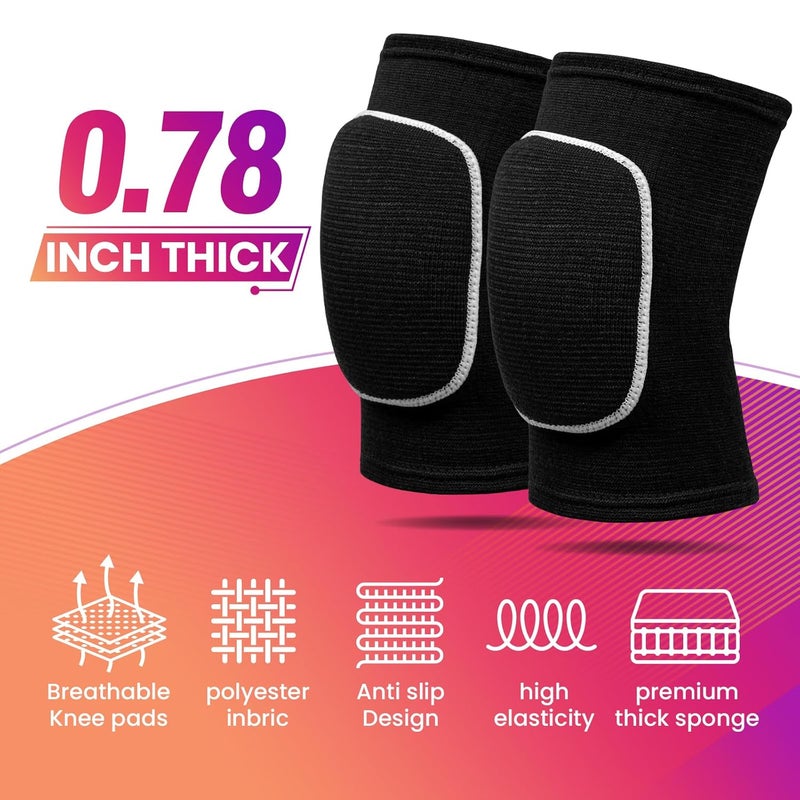 RYBTB Volleyball Knee Pads,Knee Pads for Women,Men,Kids,Girls,Knee Brace for Basketball Volleyball Football Dance Yoga Tennis Running Cycling Workout Climbing (Black White, Medium) - Image 3