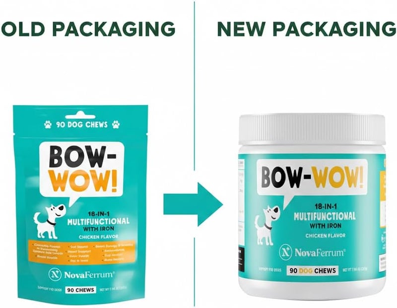 NovaFerrum Bow Wow | 18-in-1 Multifunctional with Iron Supplement for Dogs | Blood Support for Anemia | Glucosamine | Probiotics | Antioxidants | Chicken Flavor | 90 Chews - Image 2
