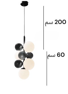 ماركة غير محددة نجف علاقي اطار اسود  قزاز ابيض مع رمادي 6 لمبه  - Image 4
