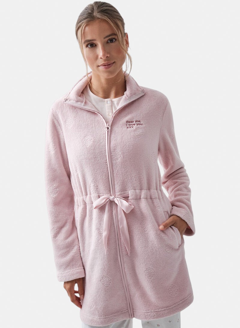 women'secret Long robe with pink belt - Image 1
