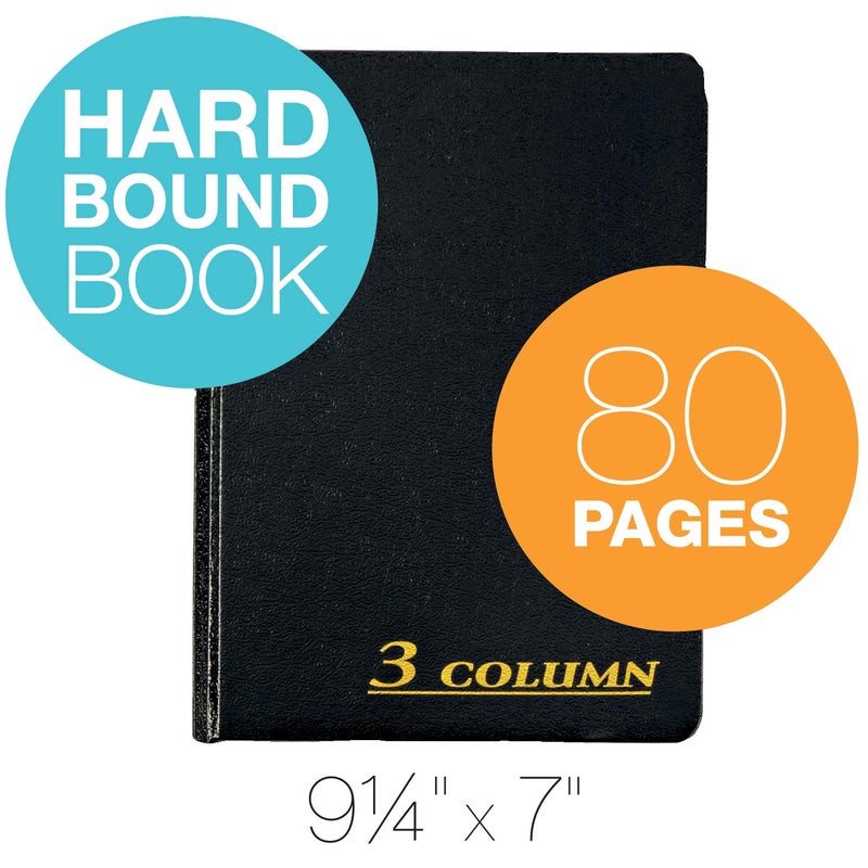 Adams Account Book, 7 x 9.25 Inches, Black, 3-Columns, 80 Pages (ARB8003M) - Image 2