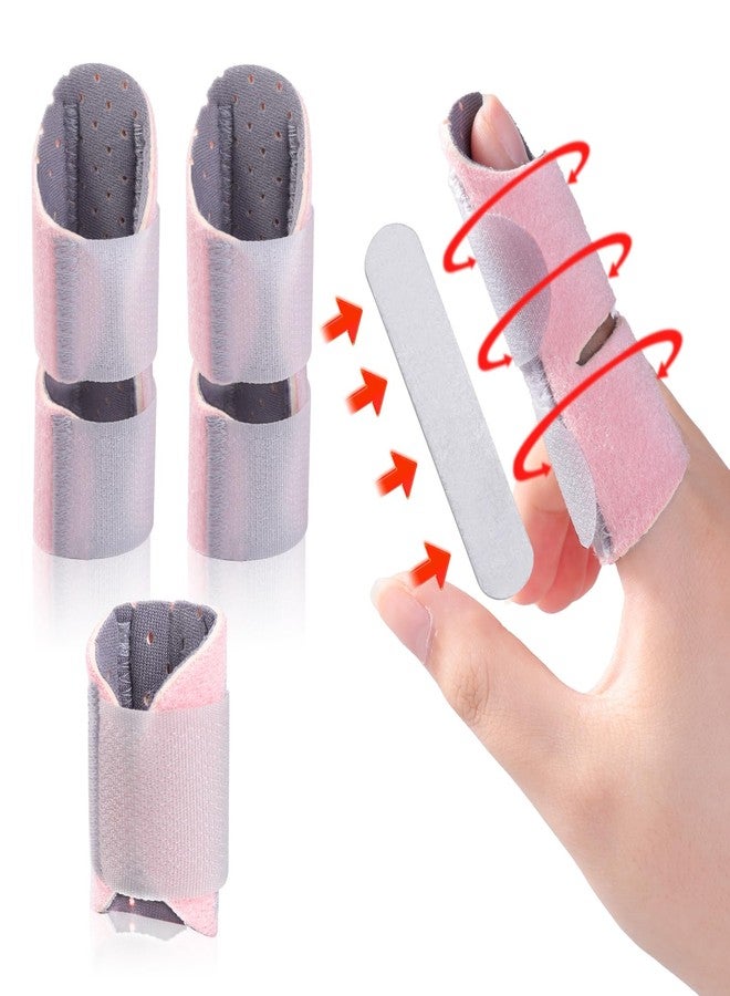 lefeke Trigger Finger Splint 3PCS, 2 Finger Support Braces for Middle, Ring or Index finger with 1 Thumb or Pinky Finger Splint, Broken and Mallet Finger Splints (Pink) - Image 1