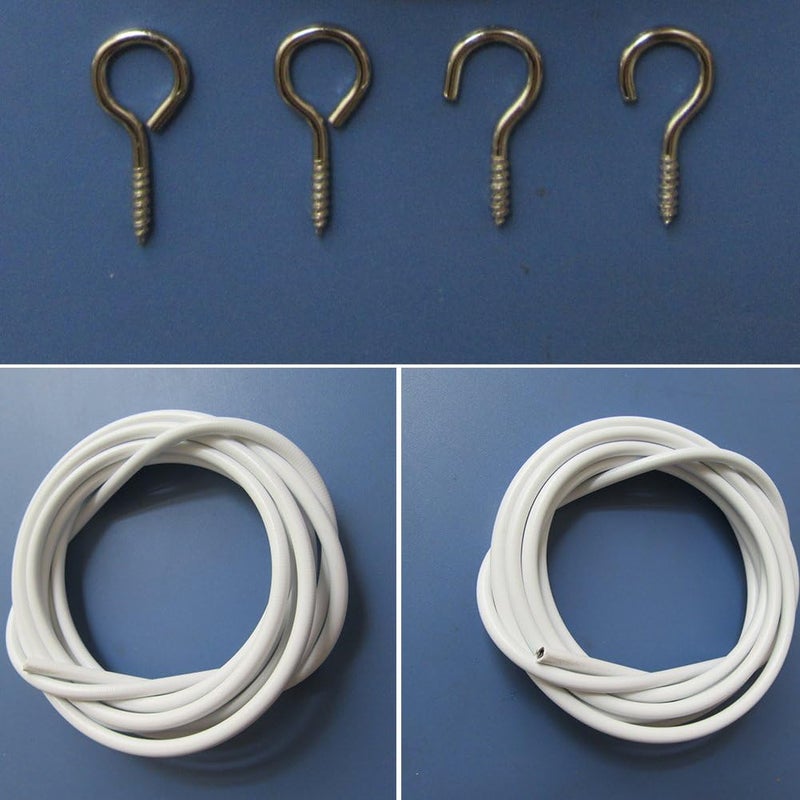 CfoPiryx White Curtain Wire Hanging Cord with Self-Adhesive Hook and Eyes for Net Curtain Rods (4 Meter) - Image 4