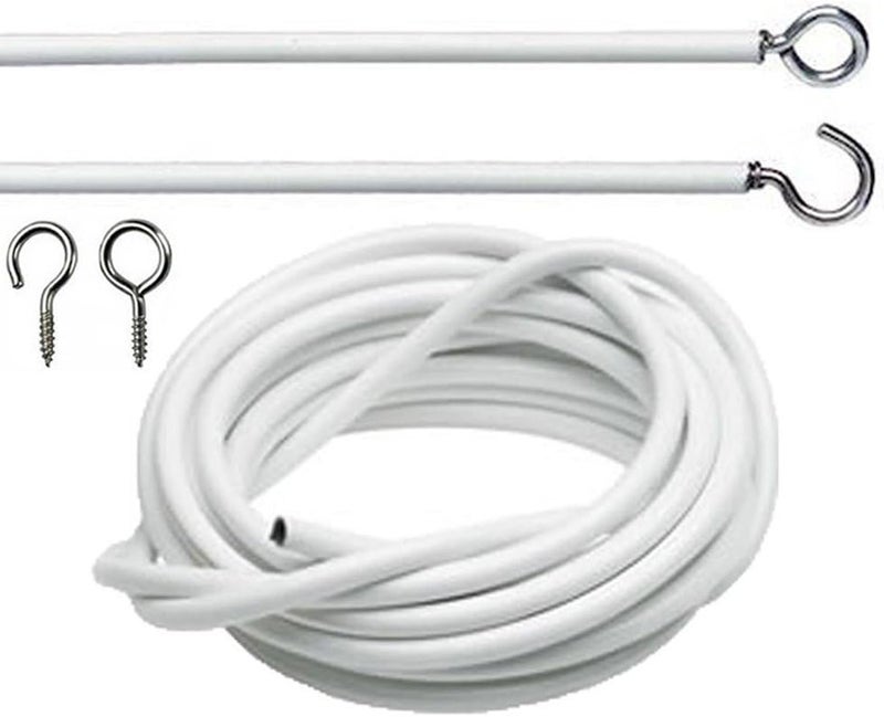 CfoPiryx White Curtain Wire Hanging Cord with Self-Adhesive Hook and Eyes for Net Curtain Rods (4 Meter) - Image 1