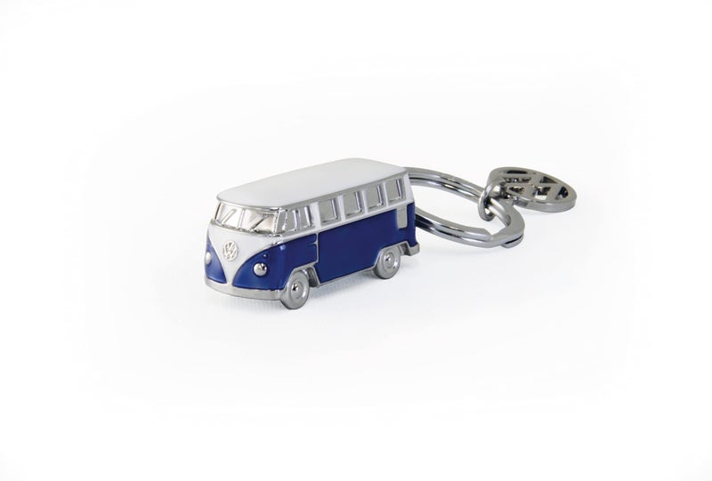 BRISA VW Collection Volkswagen Enamel 3D Metal Keyring Keychain Accessory Keyholder in T1 Bus Campervan Design Classic BusBlue