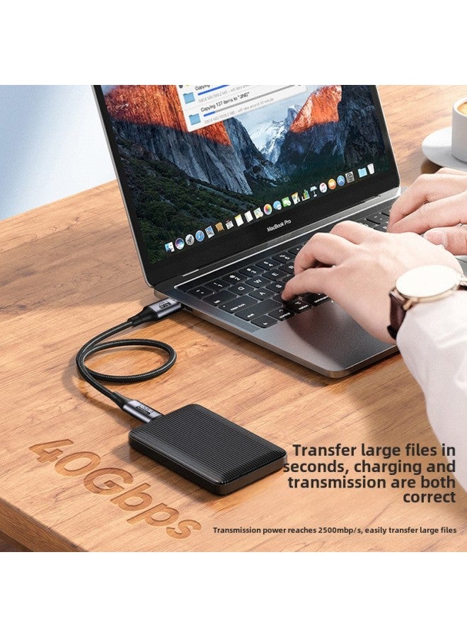 USB4 Elbow Lightning 3 Double-headed Typec Data Cable 40Gbps Mobile Phone Notebook 8K Projection Screen One-line Connection 100W-Color:USB4 40GB Curved Wire 0.3 M  - Image 3