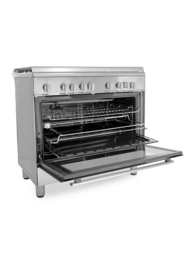 ELBA Gas Cooker and Electric Oven 90X60CM 5 Gas Burners 1 Double Ring  Wok Steel  - Image 4
