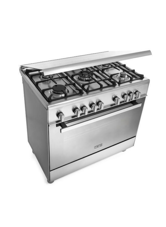 ELBA Gas Cooker and Electric Oven 90X60CM 5 Gas Burners 1 Double Ring  Wok Steel  - Image 3
